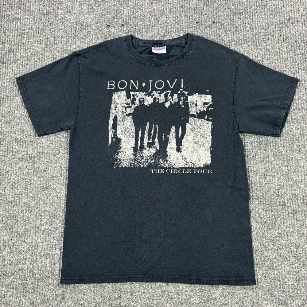 Bon Jovi The Circle Tour 2010 Concert Band Shirt Mens M Black Hanes Heavyweight